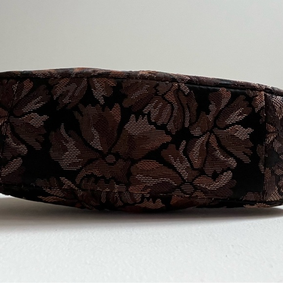 Joan Rivers Classics Kiss Lock Brown Bronze Floral Evening Shoulder Purse - Picture 7 of 12